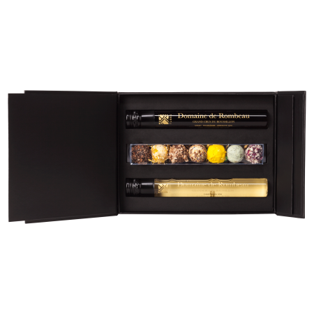 Luxury Giftbox met 2 tubes wijn en chocolate truffels